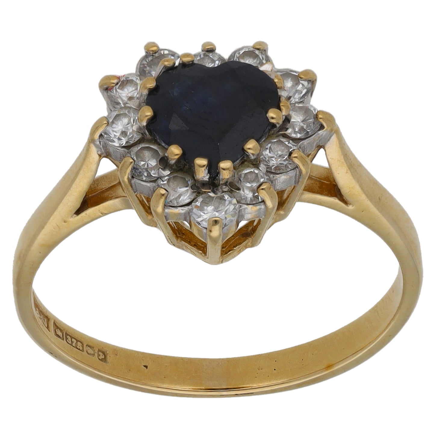 9ct Gold Sapphire & Cubic Zirconia Dress/Cocktail Ring Size O