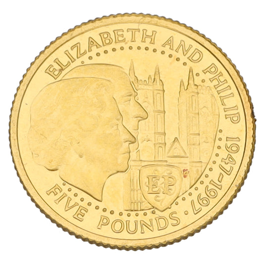22ct Gold Elizabeth And Phillip Five Pounds Coin 1997