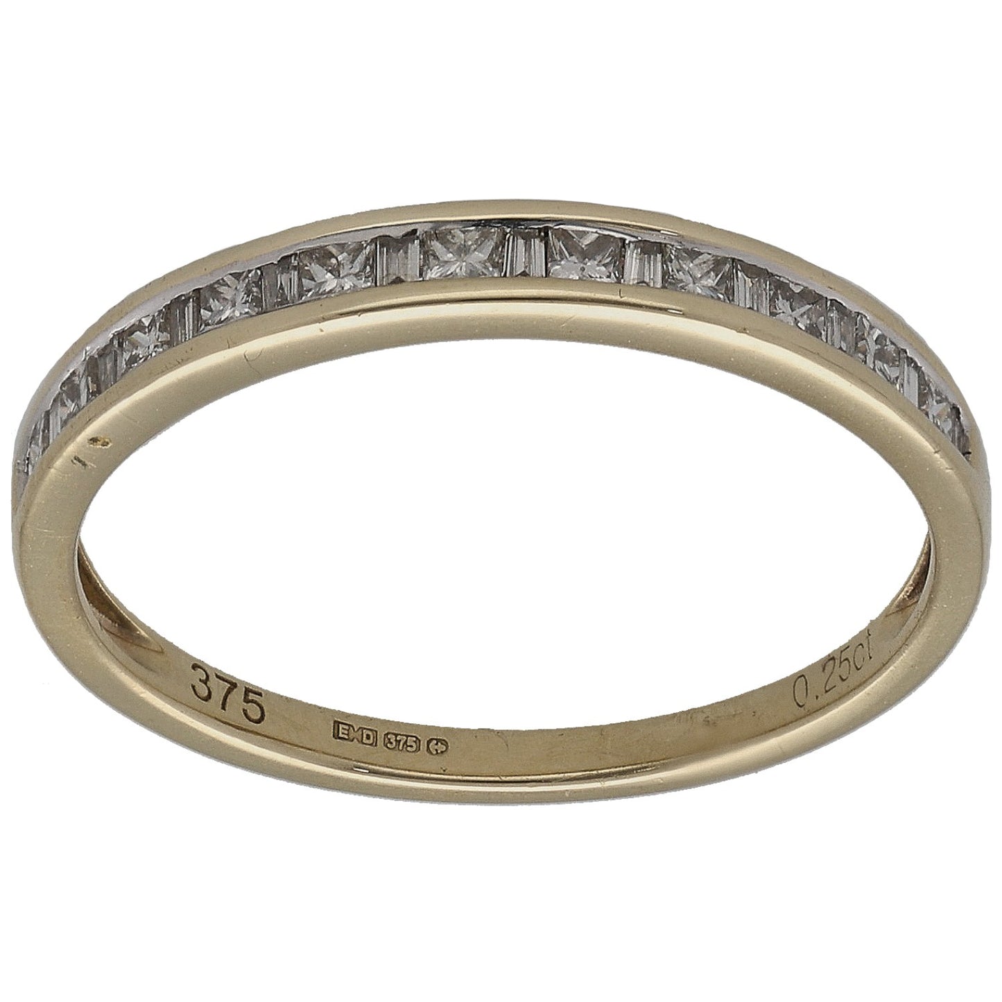 9ct Gold 0.25ct Diamond Half Eternity Ring Size M