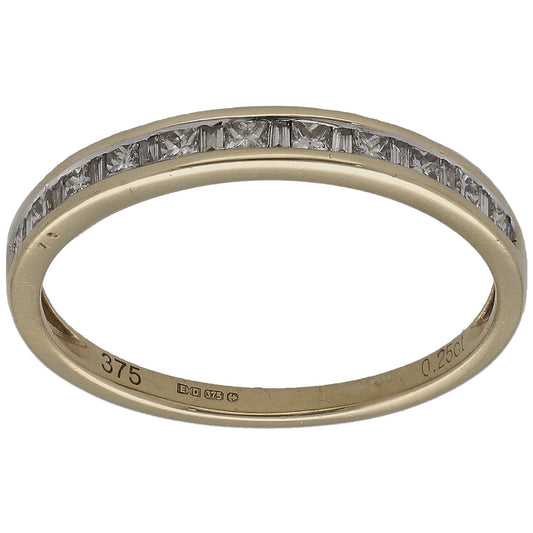 9ct Gold 0.25ct Diamond Half Eternity Ring Size M