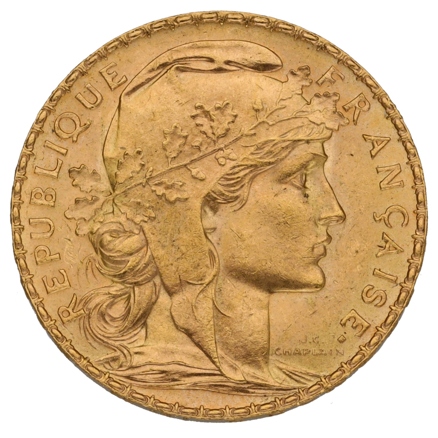 22ct Gold French 20 Francs Coin 1914