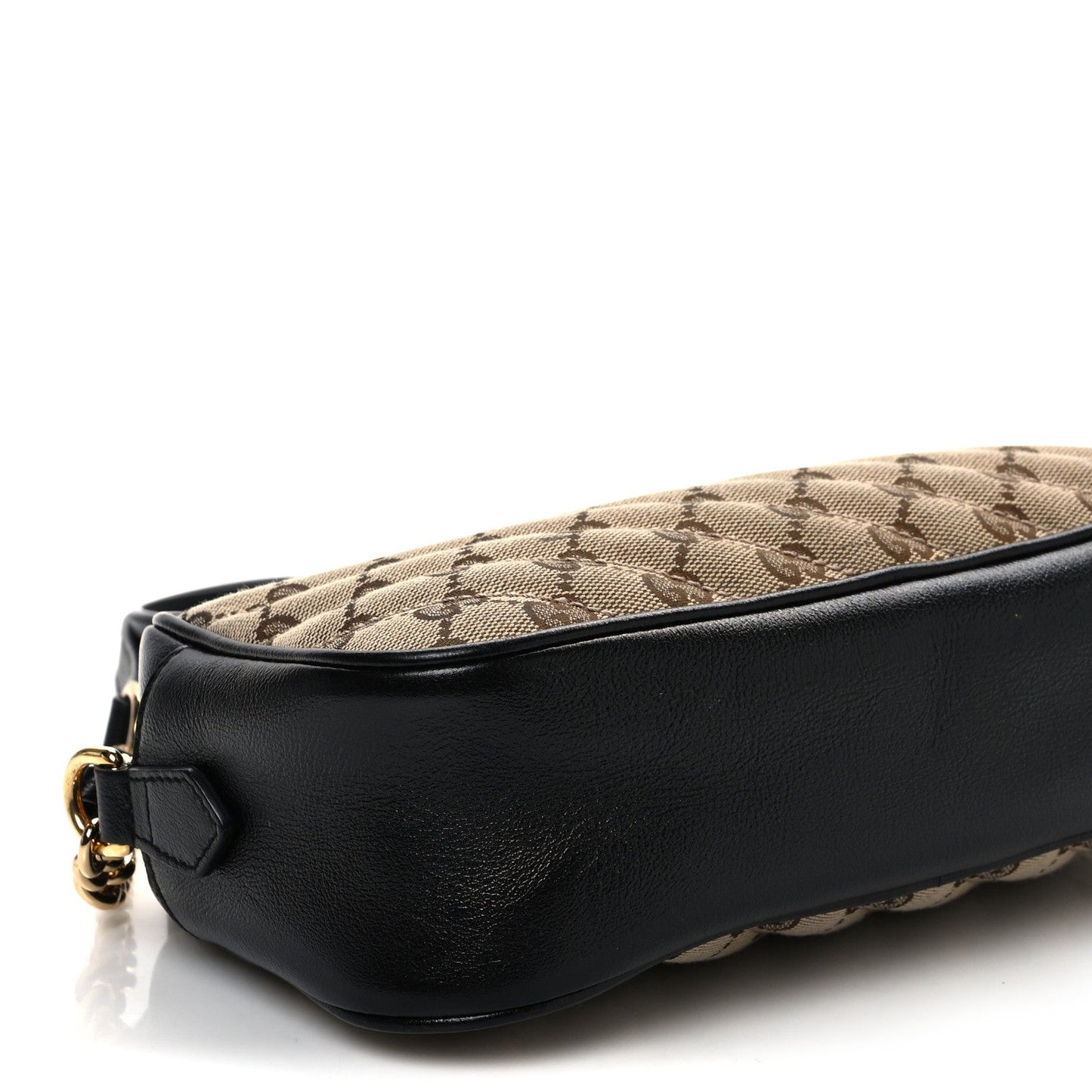 Gucci GG Monogram Matelasse Diagonal Marmont Canvas Leather Bag - Beige & Black