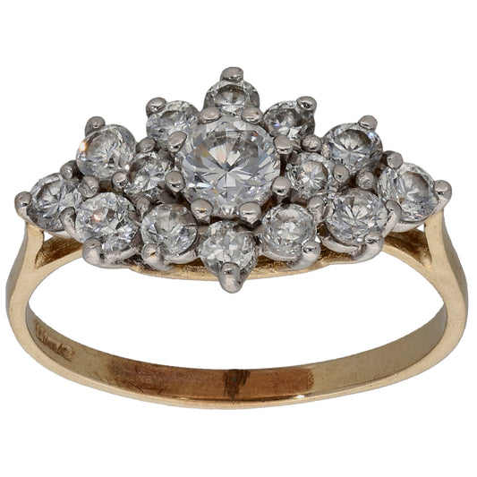 9ct Gold Cubic Zirconia Cluster Ring Size N