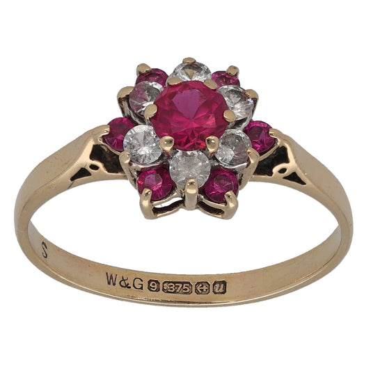 9ct Gold Imitation Gems Dress/Cocktail Ring Size O