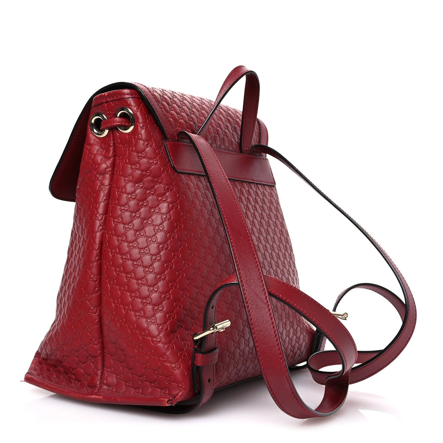 Gucci Microguccissima Drawstring Backpack Leather Bag - Red