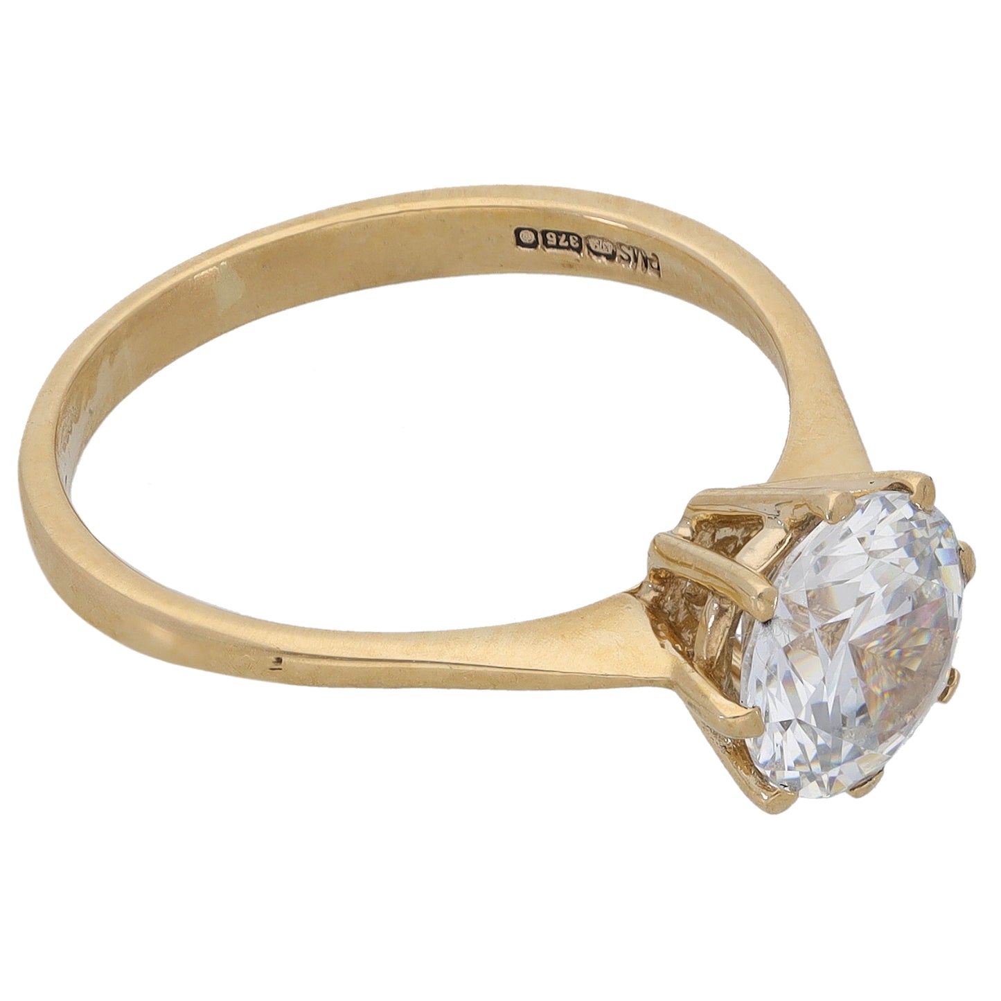 9ct Gold Cubic Zirconia Single Stone Ring Size Q