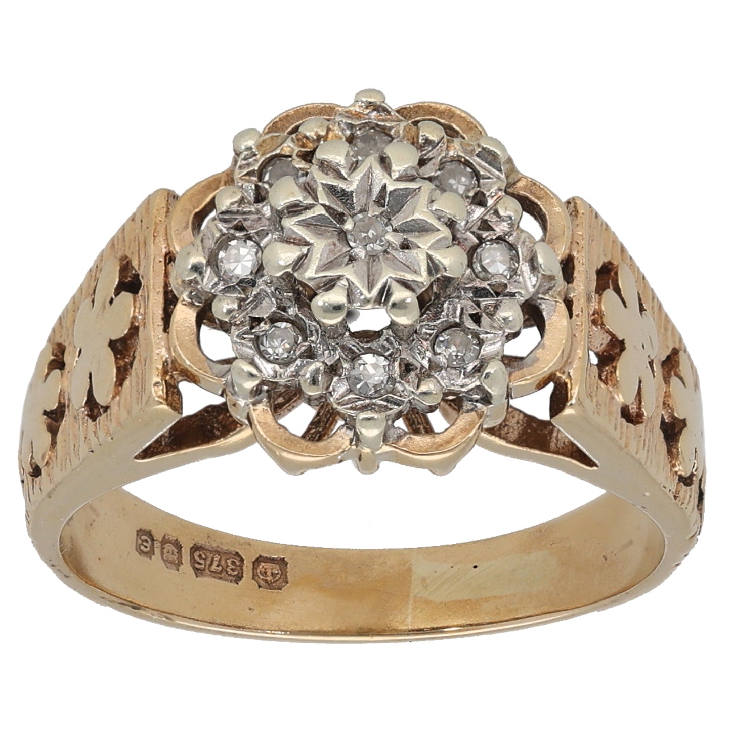 9ct Gold 0.09ct Diamond Cluster Ring Size L