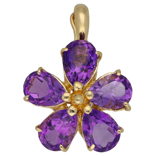 14ct Gold Amethyst Flower Pendant