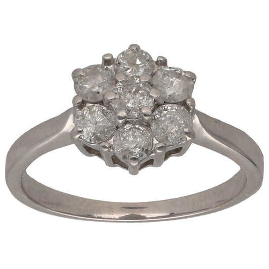 9ct White Gold 0.70ct Diamond Cluster Ring Size M