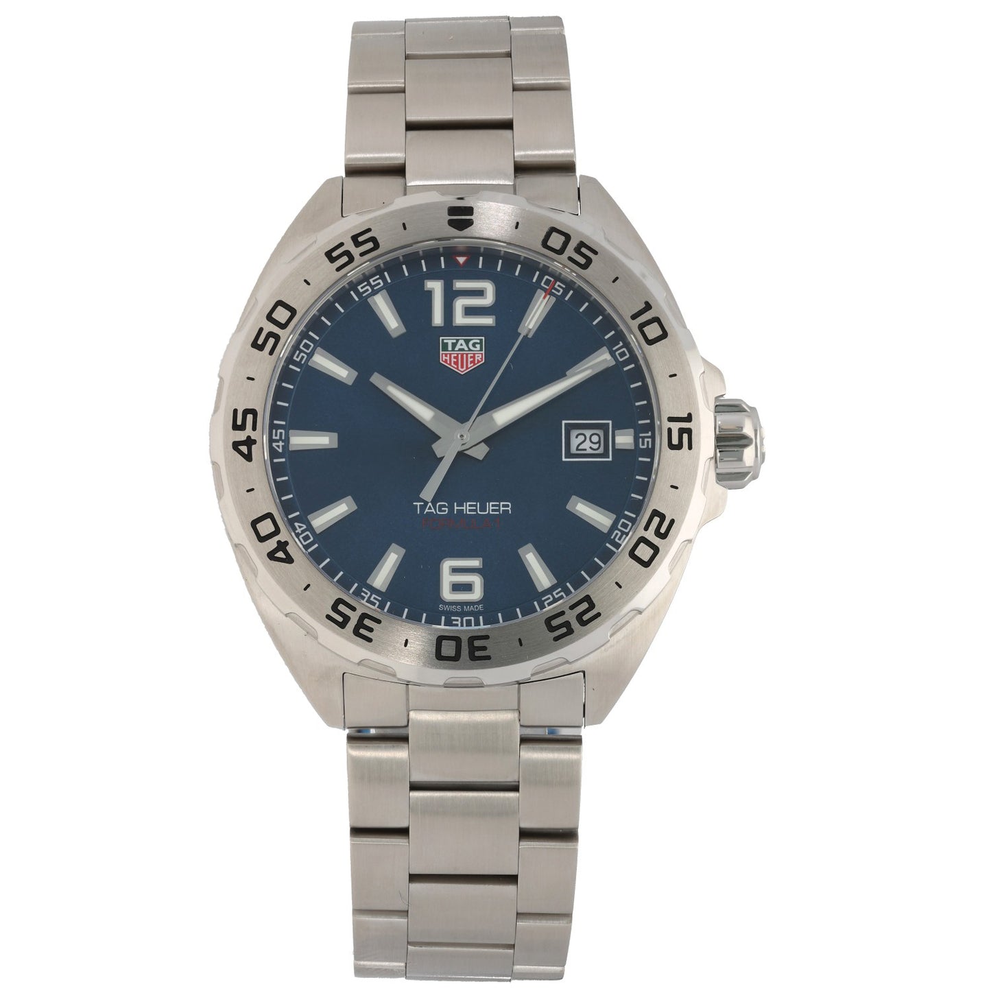 Tag Heuer Formula 1 WAZ1118, housing a blue dial in a 41mm stainless steel case. Front Image