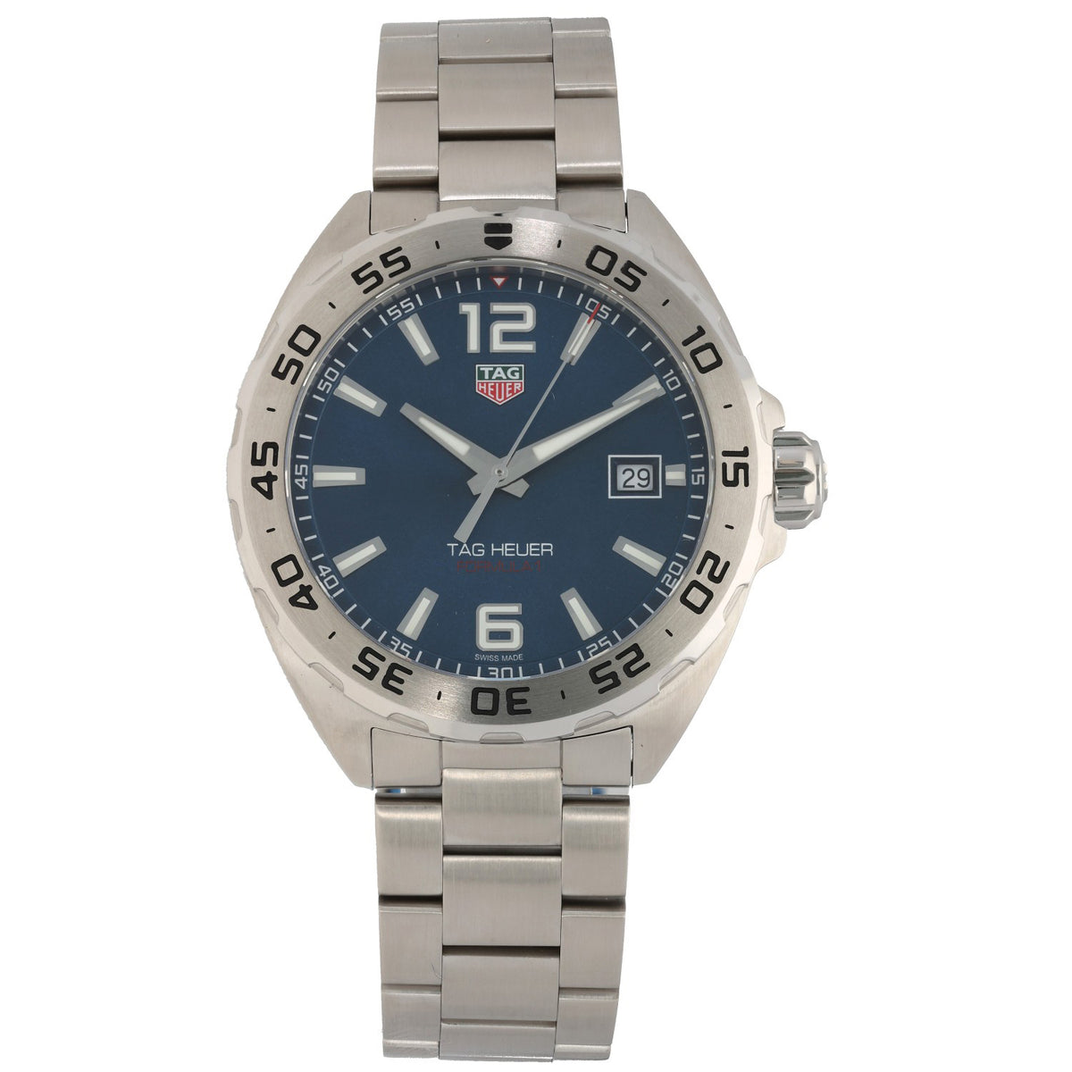 Tag Heuer Formula 1 WAZ1118, housing a blue dial in a 41mm stainless steel case. Front Image