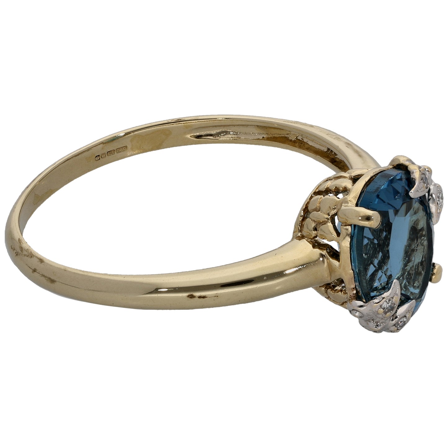 9ct Bicolour Gold Topaz & 0.02ct Diamond Dress/Cocktail Ring Size W