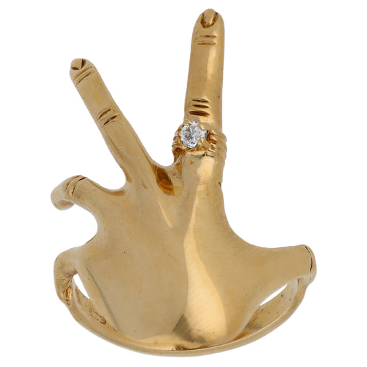 9ct Gold Cubic Zirconia Hand Ring Size R
