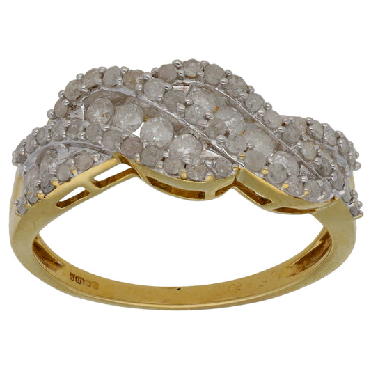 9ct Gold 1.42ct Diamond Dress/Cocktail Ring Size R