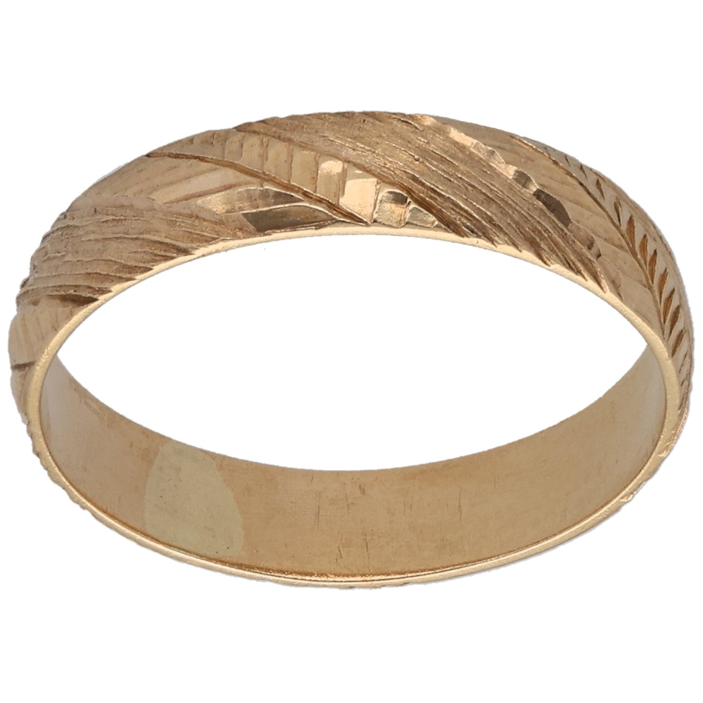 9ct Gold Patterned Wedding Ring Size O