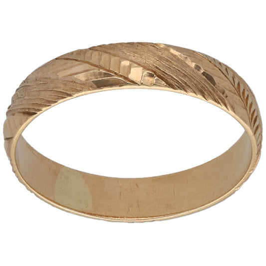 9ct Gold Patterned Wedding Ring Size O
