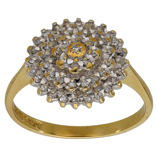 9ct Bicolour Gold 0.255ct Diamond Cluster Ring Size O