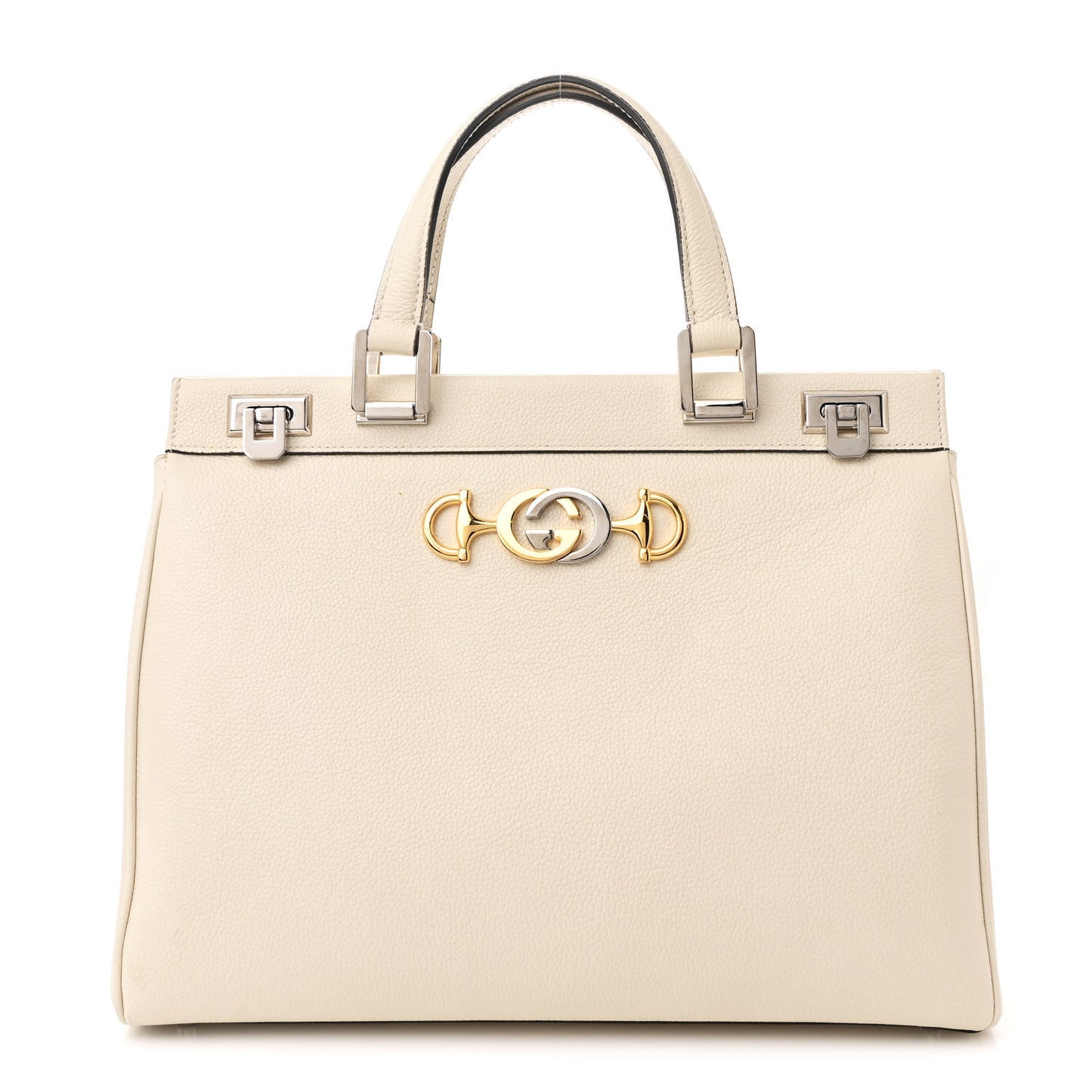 Gucci Zumi Top Handle Calfskin Leather Bag - Mystic White