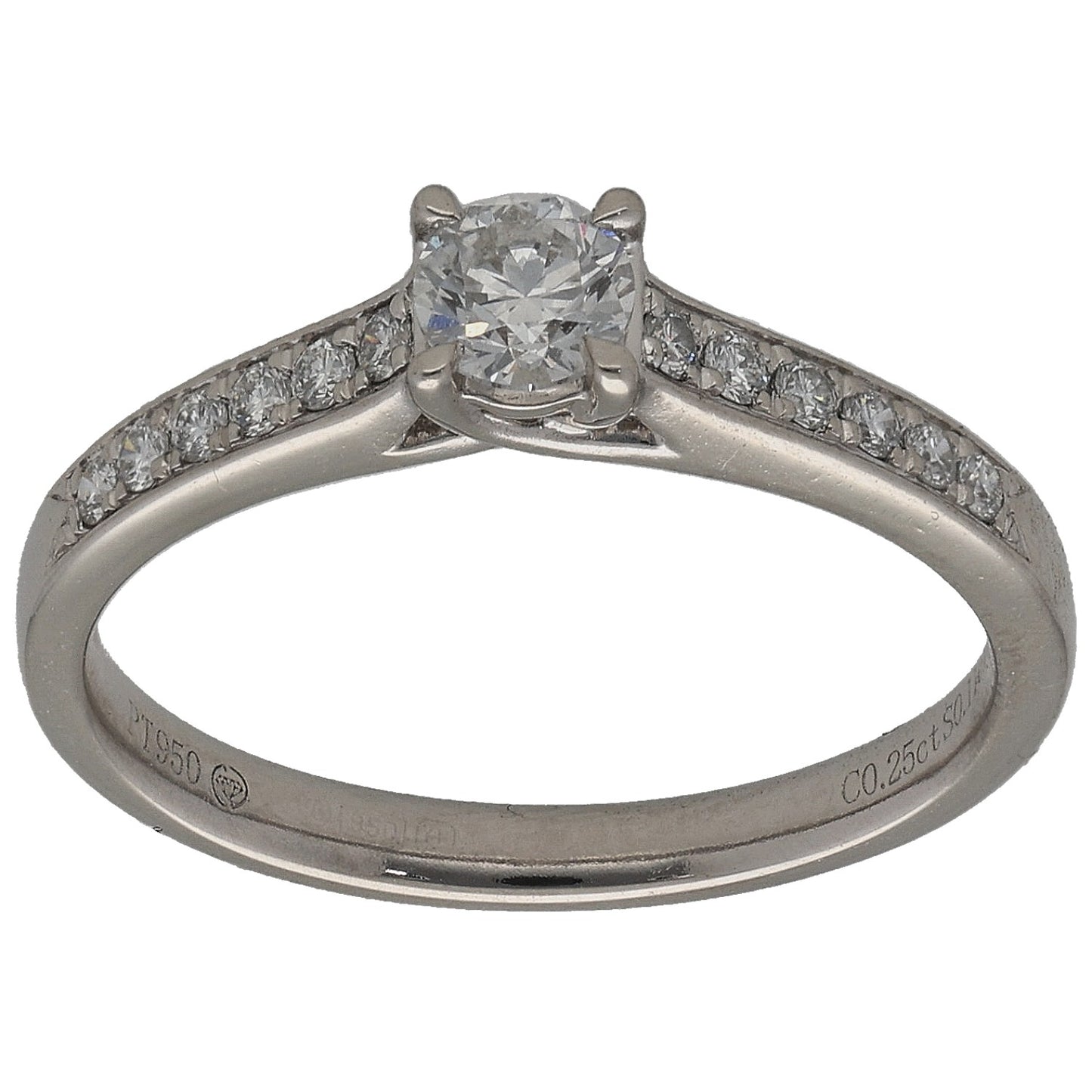 Platinum 0.36ct Diamond Solitaire Ring With Accent Stones Size L