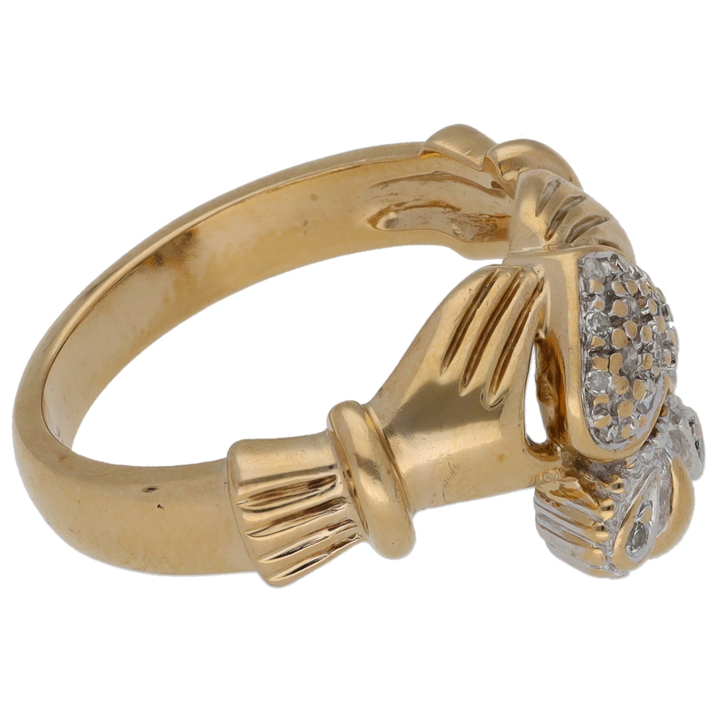 9ct Gold 0.15ct Diamond Claddagh Ring Size N
