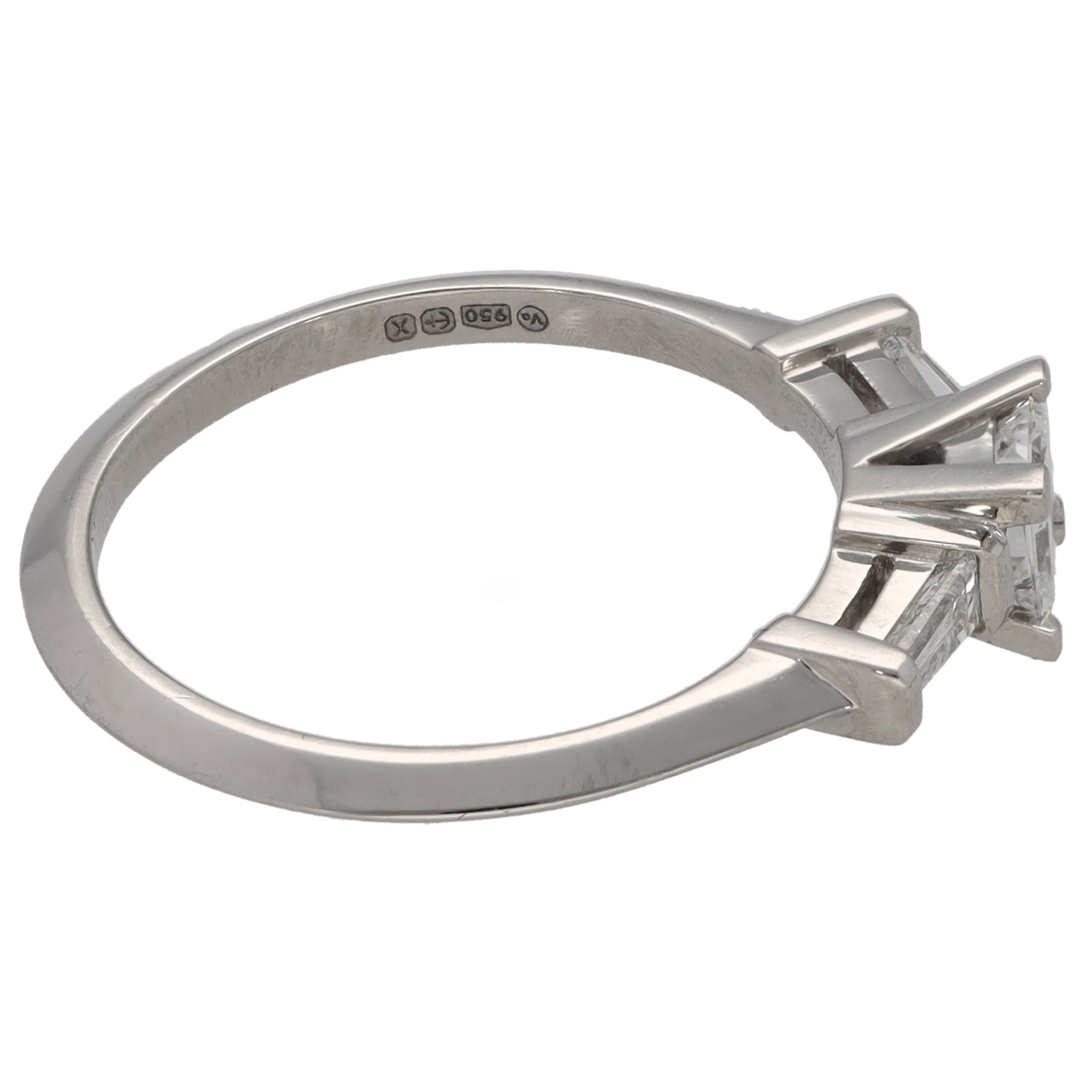 Platinum 0.60ct Diamond Trilogy Ring Size M
