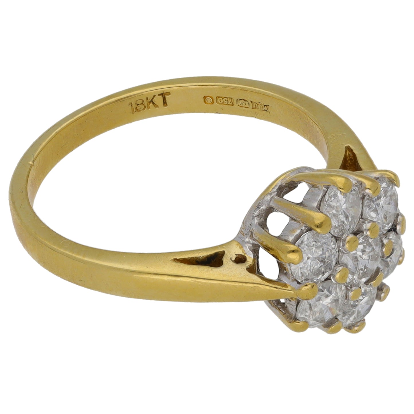 18ct Gold 1.00ct Diamond Cluster Ring Size O
