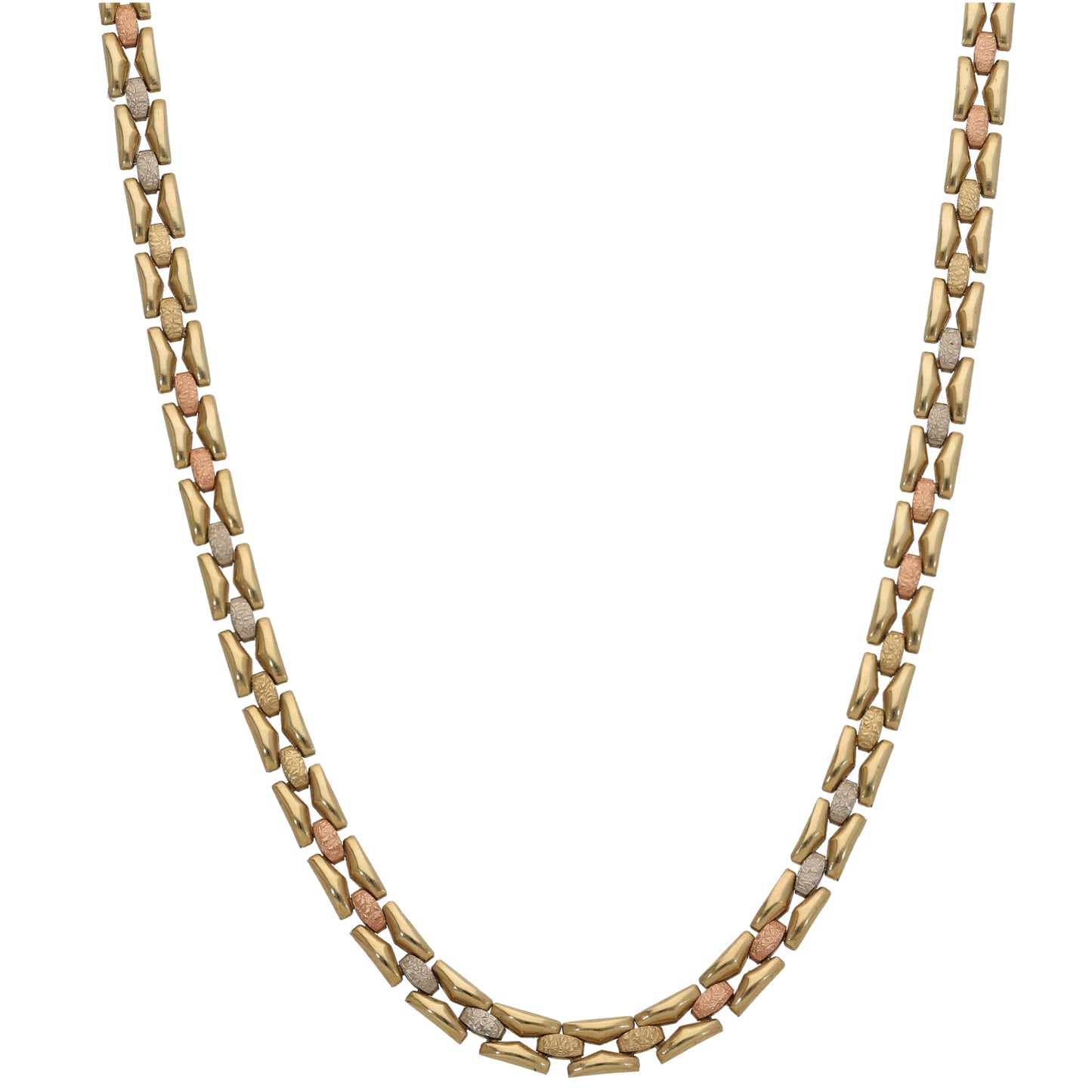 9ct Tri-Colour Gold Fancy Necklace 16"