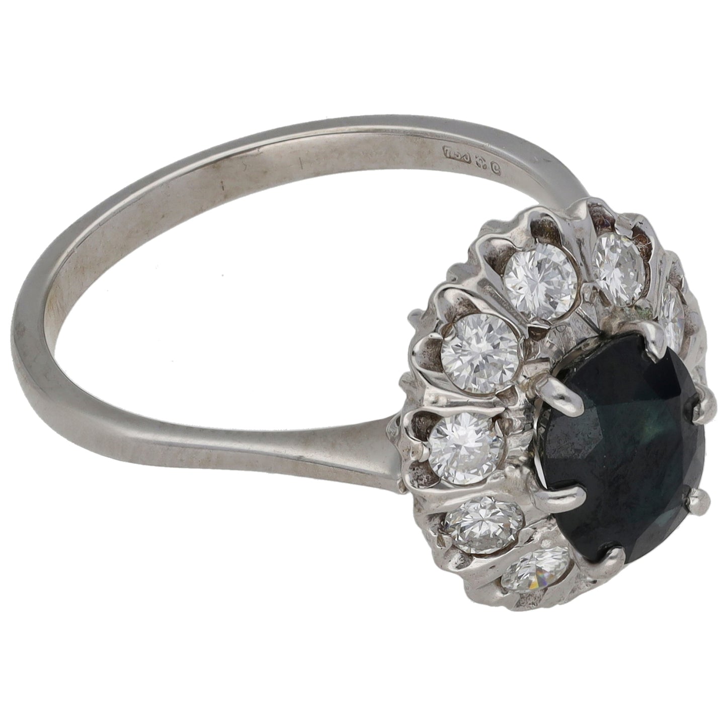 18ct White Gold 0.70ct Diamond & Sapphire Dress/Cocktail Ring Size R