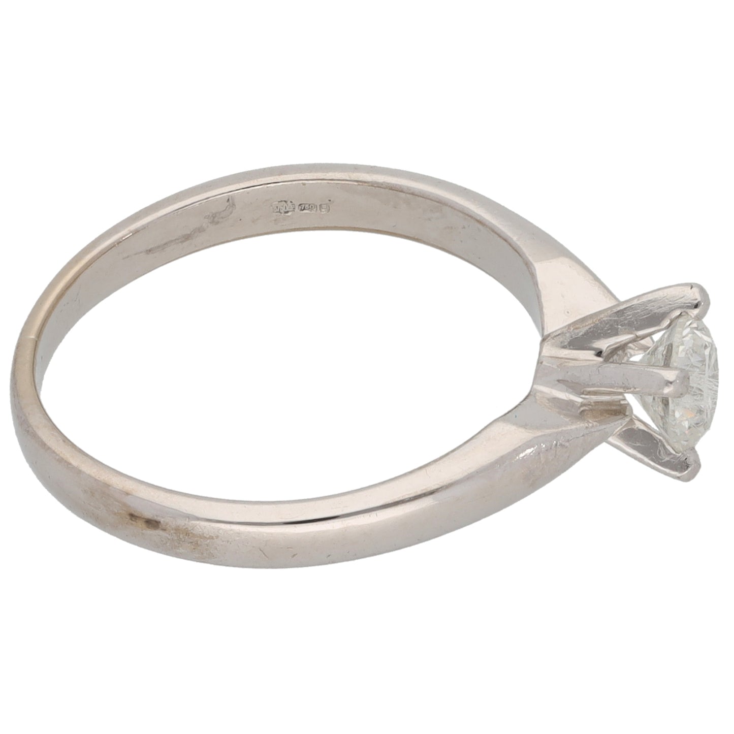 18ct White Gold 0.37ct Diamond Solitaire Ring Size K