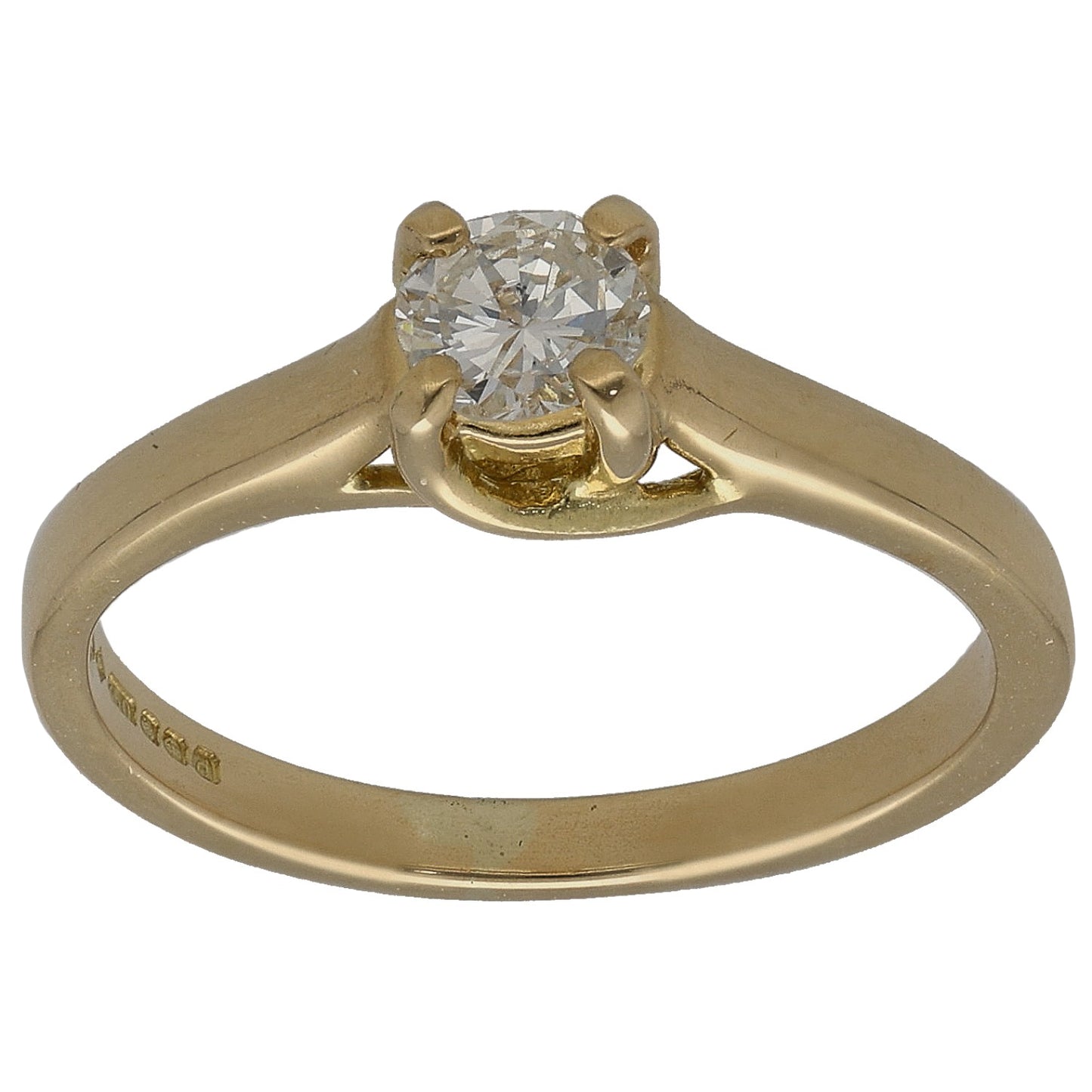 18ct gold round diamond solitaire ring with prong-set center stone, size K