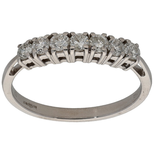 18ct White Gold 0.50ct Diamond Half Eternity Ring Size O