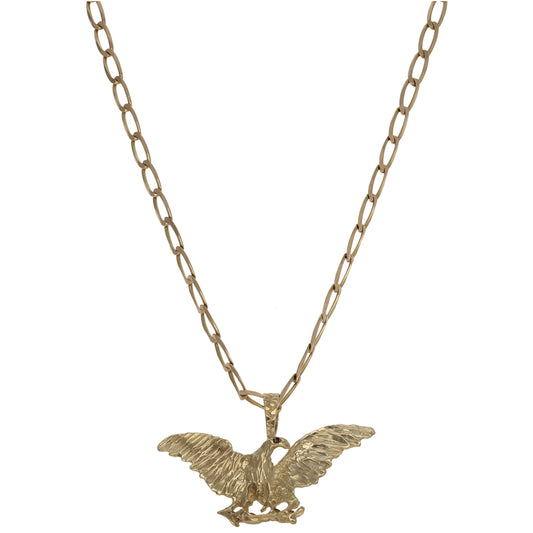9ct Gold Imitation Gems Eagle Pendant With Chain