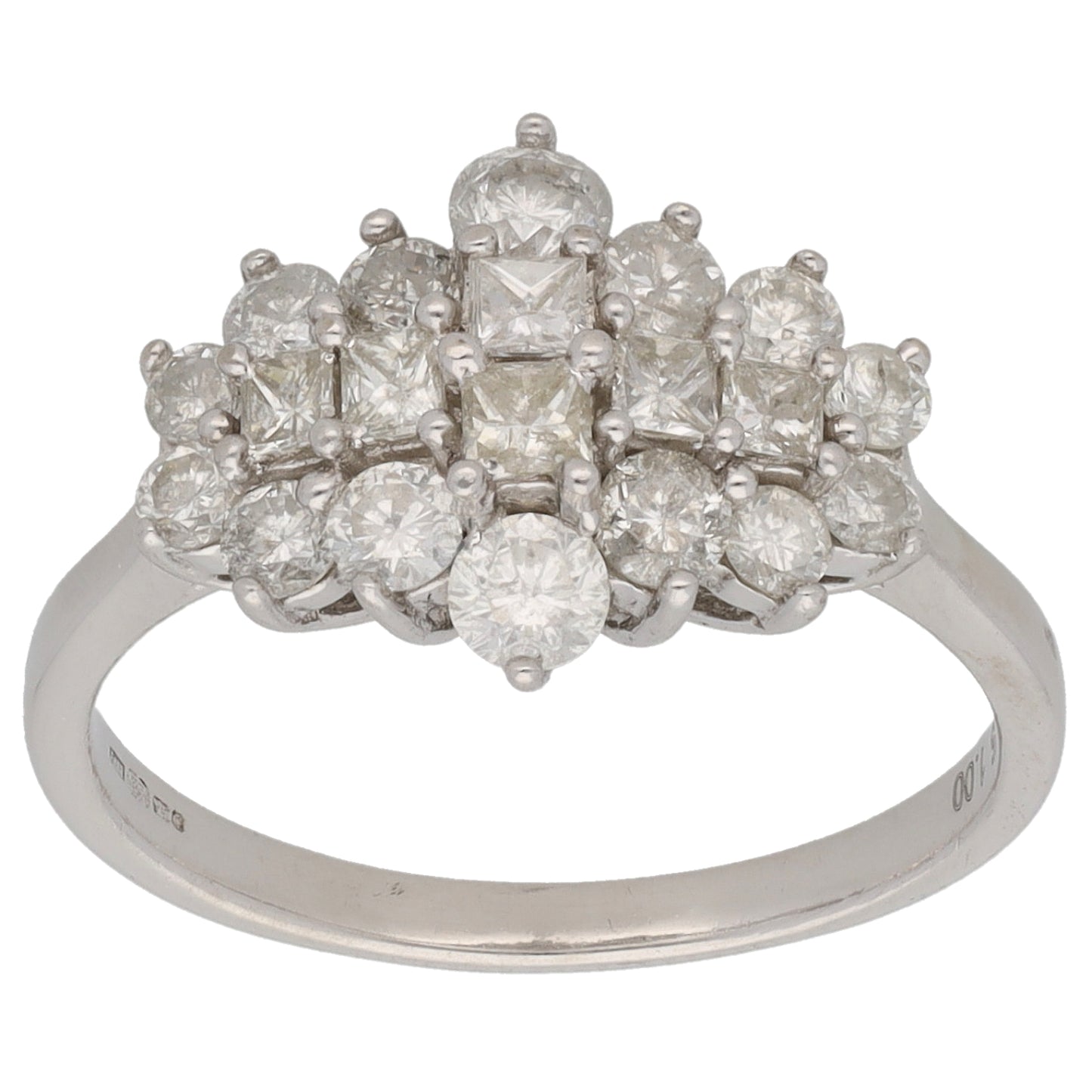 9ct White Gold 1.00ct Diamond Dress/Cocktail Ring Size K