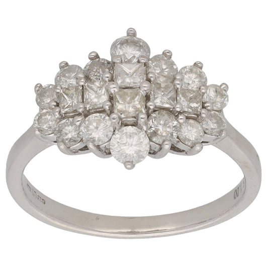 9ct White Gold 1.00ct Diamond Dress/Cocktail Ring Size K