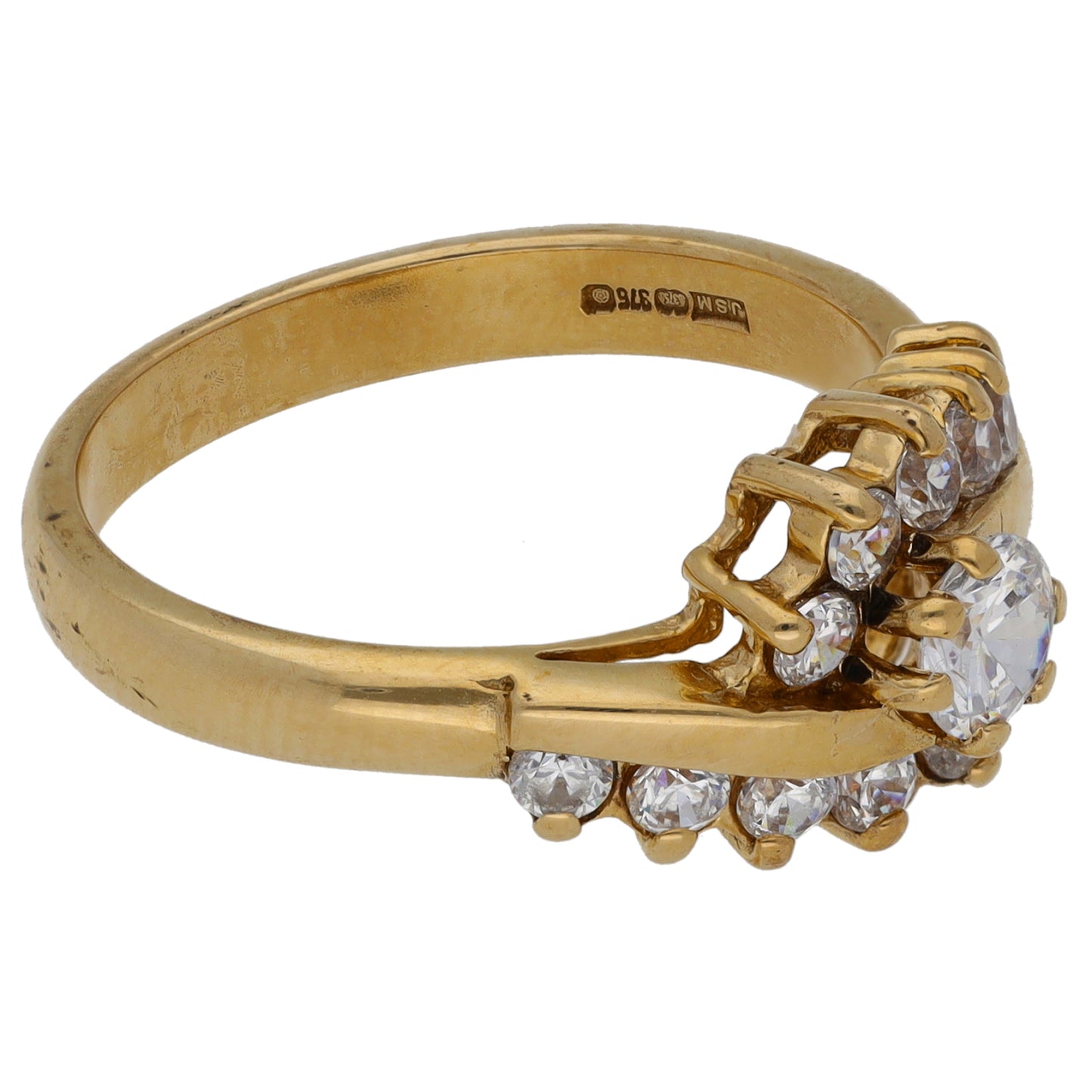 9ct Gold Cubic Zirconia Cluster Ring Size O