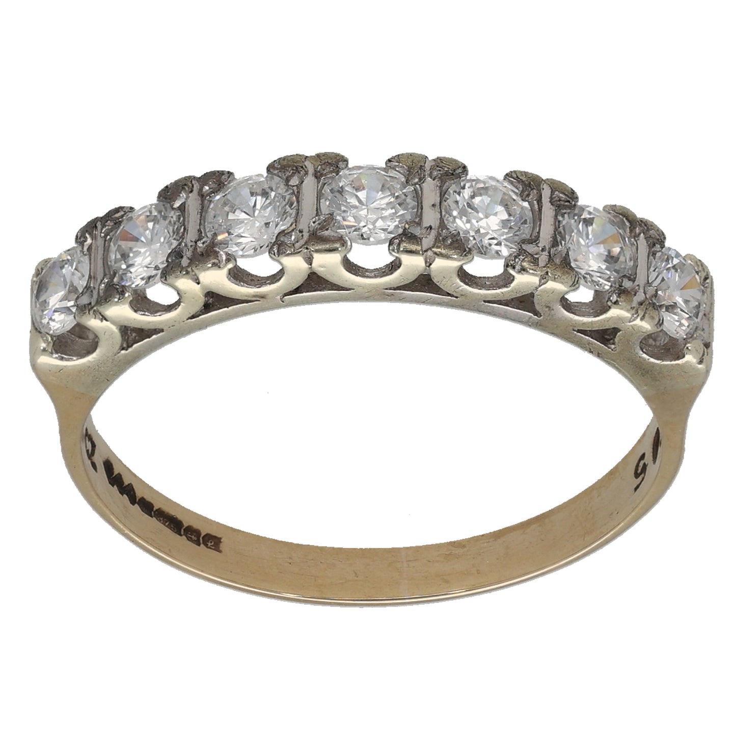 9ct Gold Cubic Zirconia Half Eternity Ring Size Q