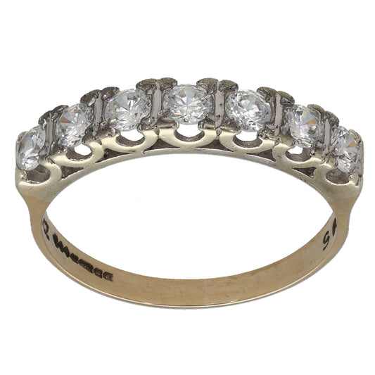 9ct Gold Cubic Zirconia Half Eternity Ring Size Q