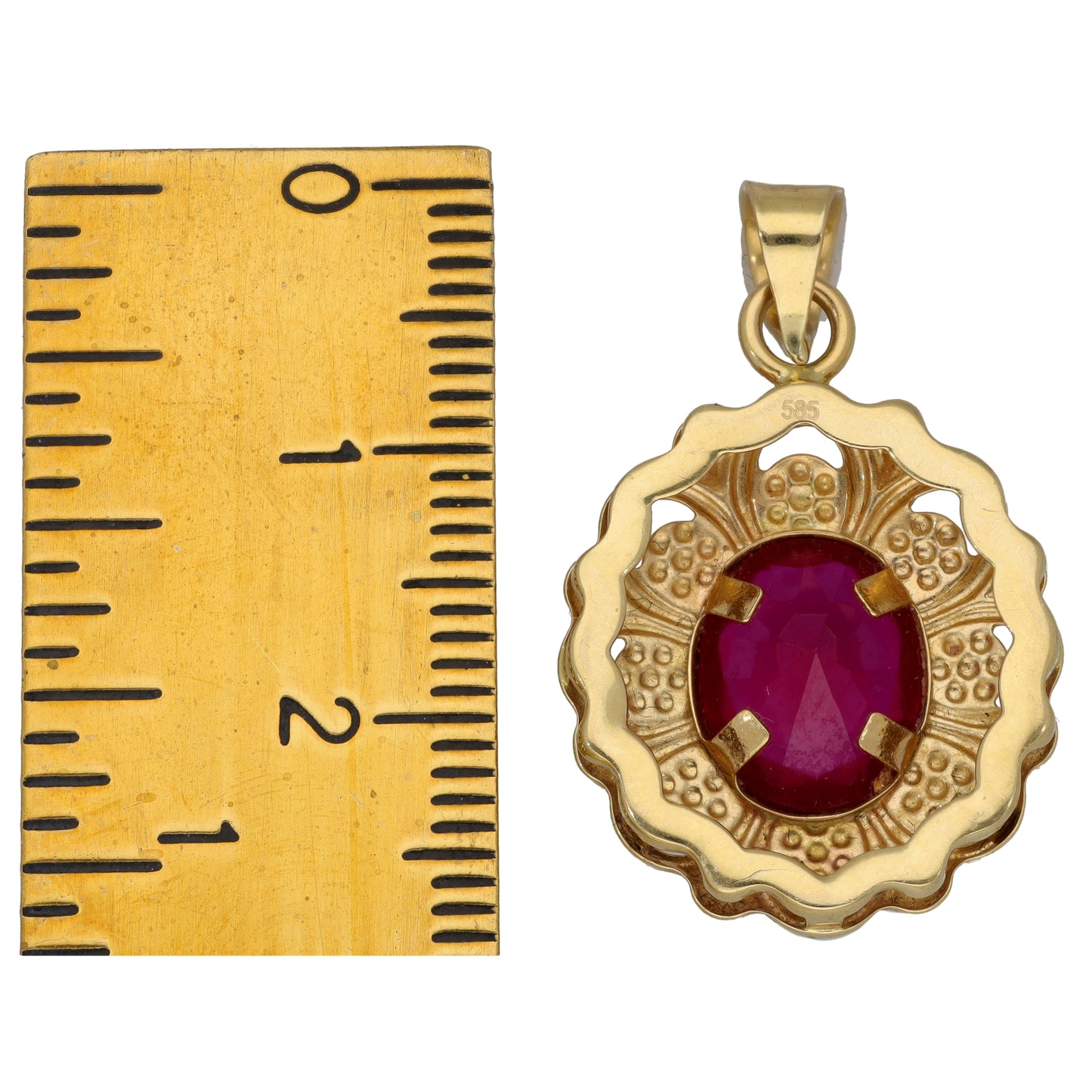 14ct Gold Imitation Gem Single Stone Pendant