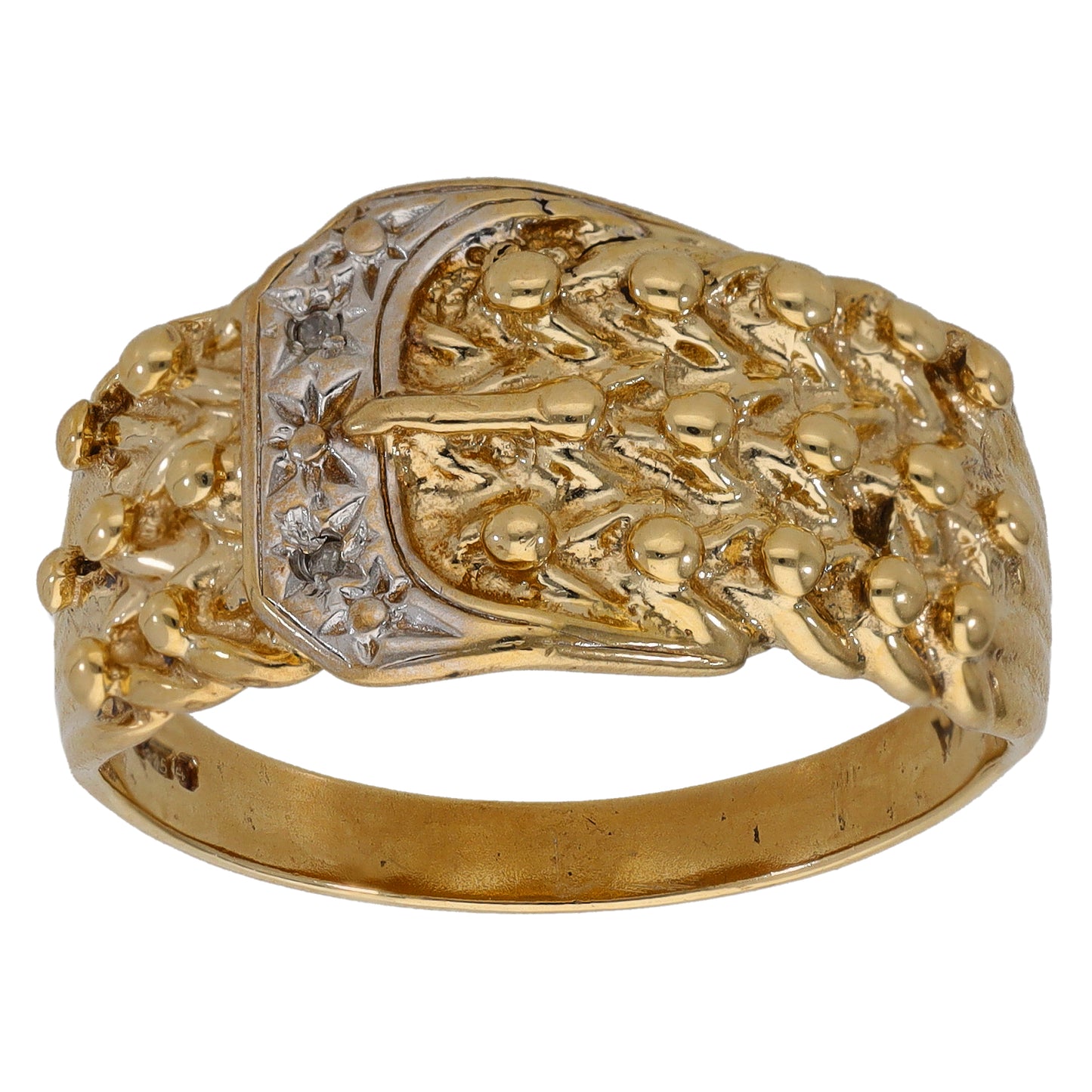 9ct Gold 0.01ct Diamond Buckle Ring Size X