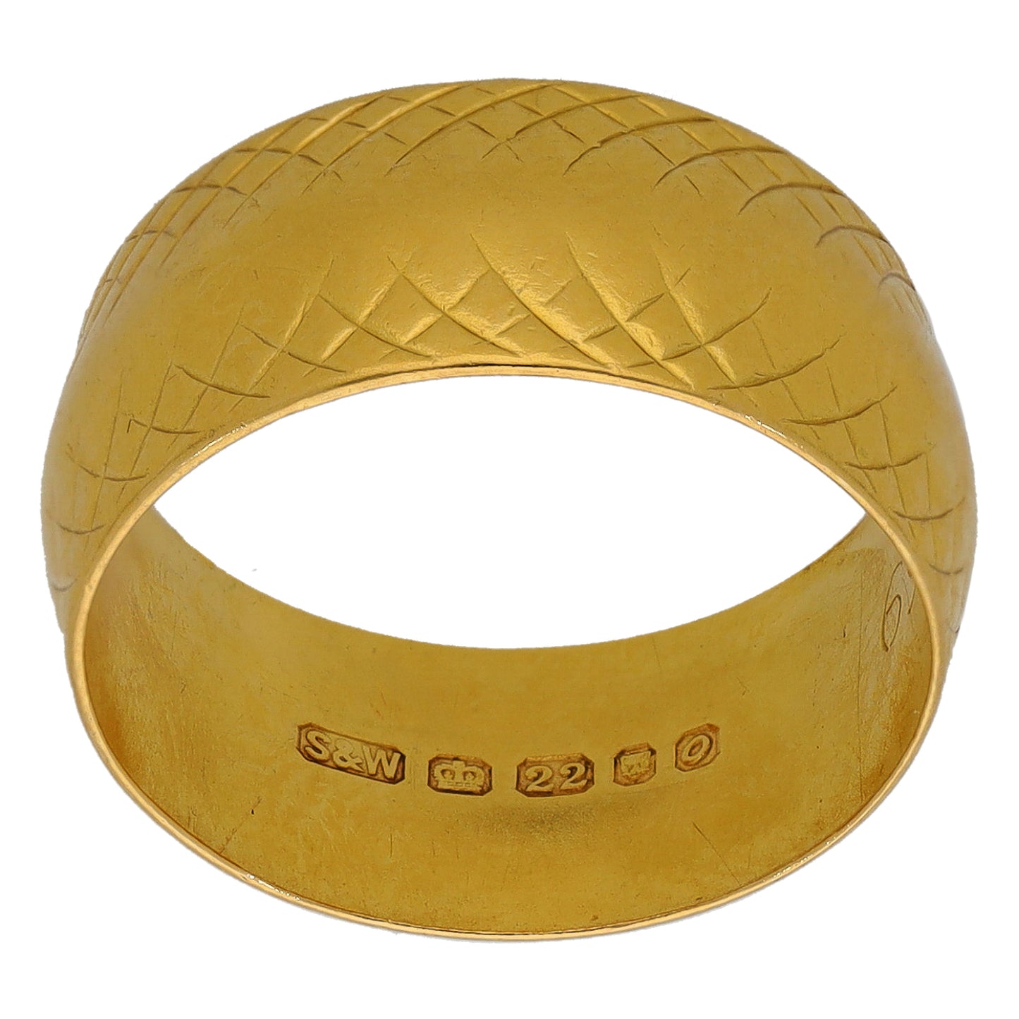 22ct Gold Patterned Wedding Ring Size N