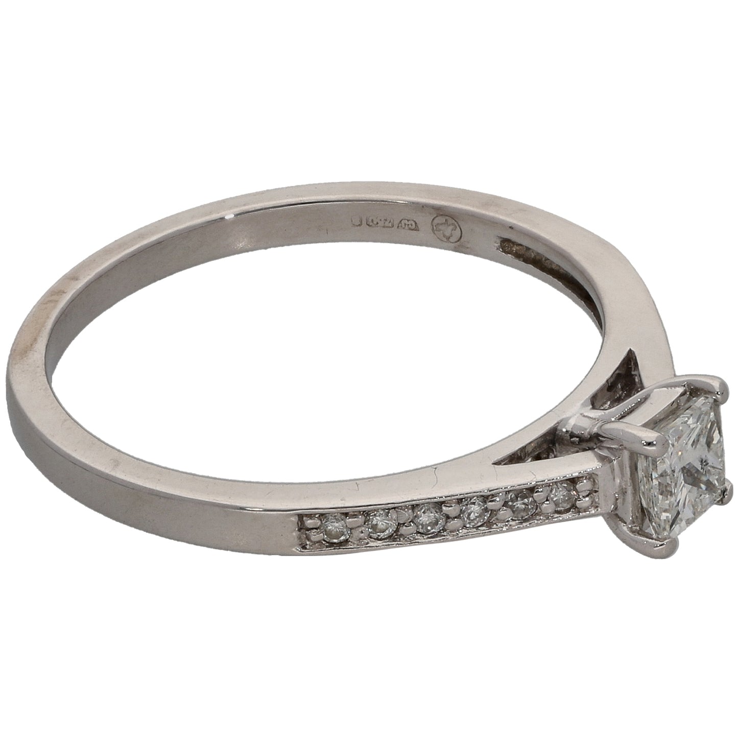 18ct Gold 0.31ct Diamond Solitaire Ring With Accent Stones Size L