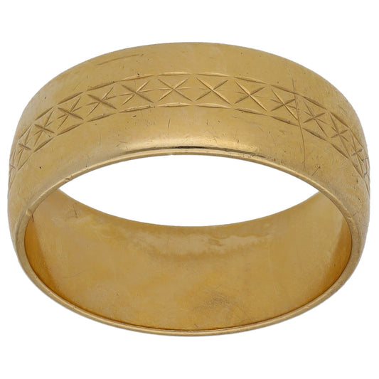 9ct Gold Patterned Wedding Ring Size N