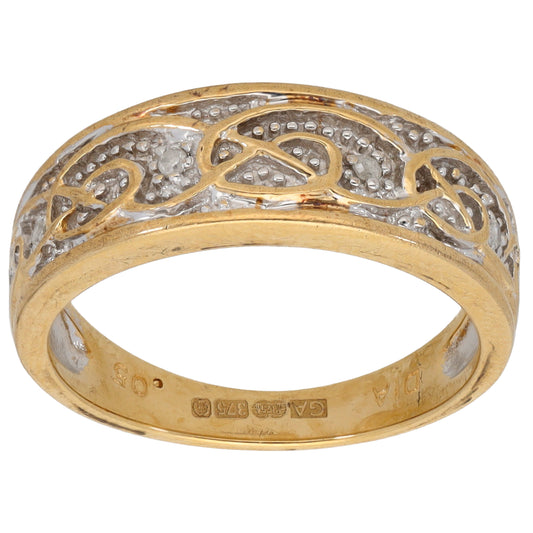 9ct Bicolour Gold 0.05ct Diamond Cluster Ring Size M
