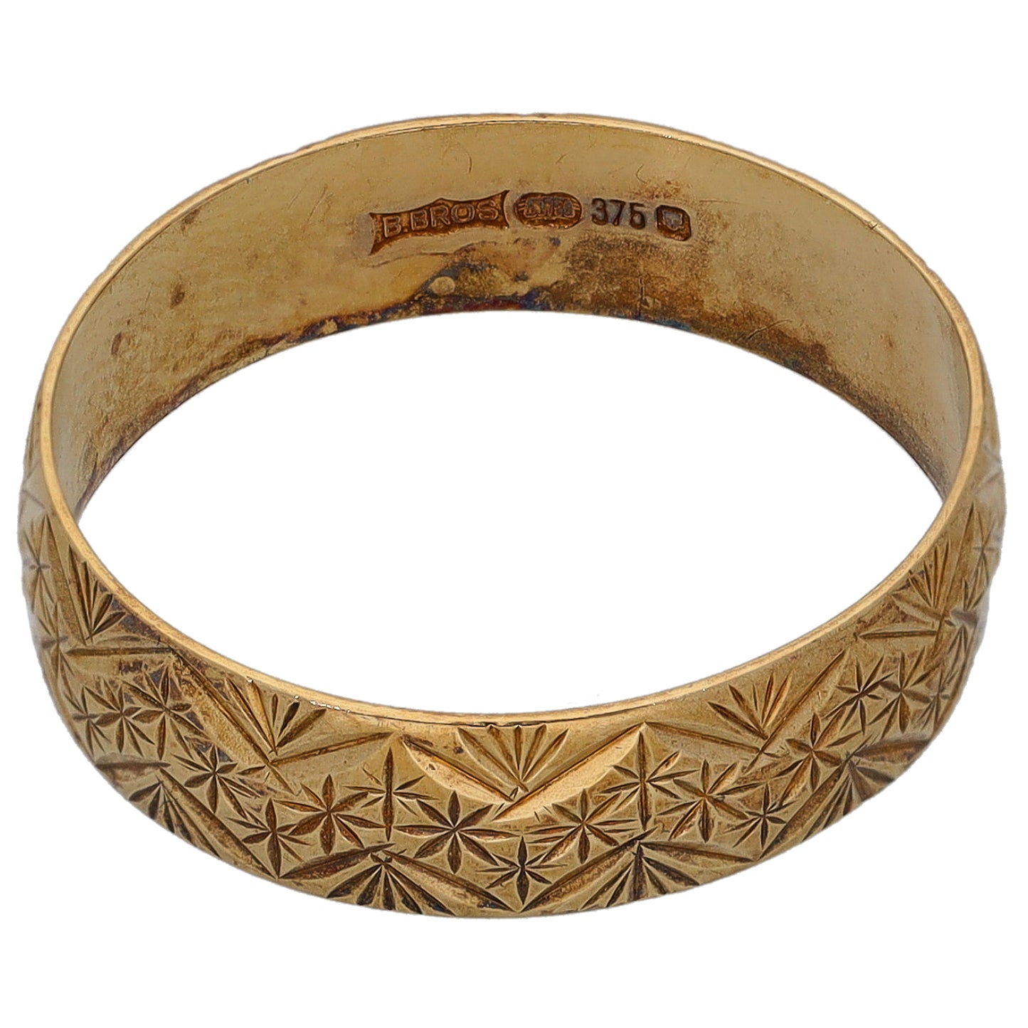 9ct Gold Patterned Wedding Ring Size O