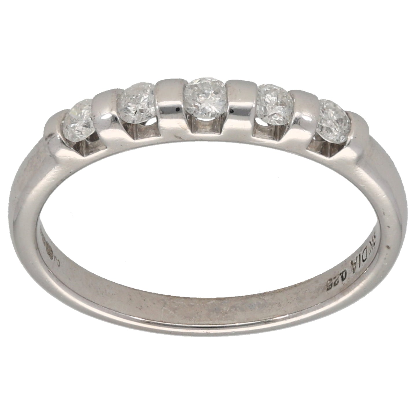 9ct White Gold 0.25ct Diamond Half Eternity Ring Size M