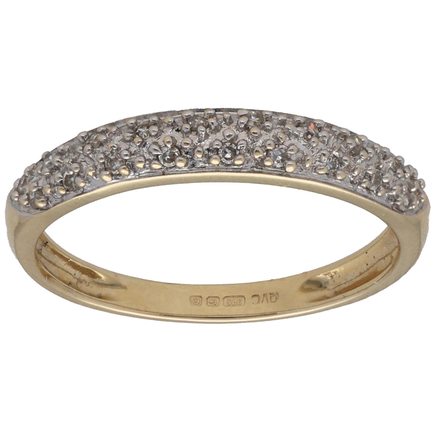 9ct Gold 0.095ct Diamond Half Eternity Ring Size K