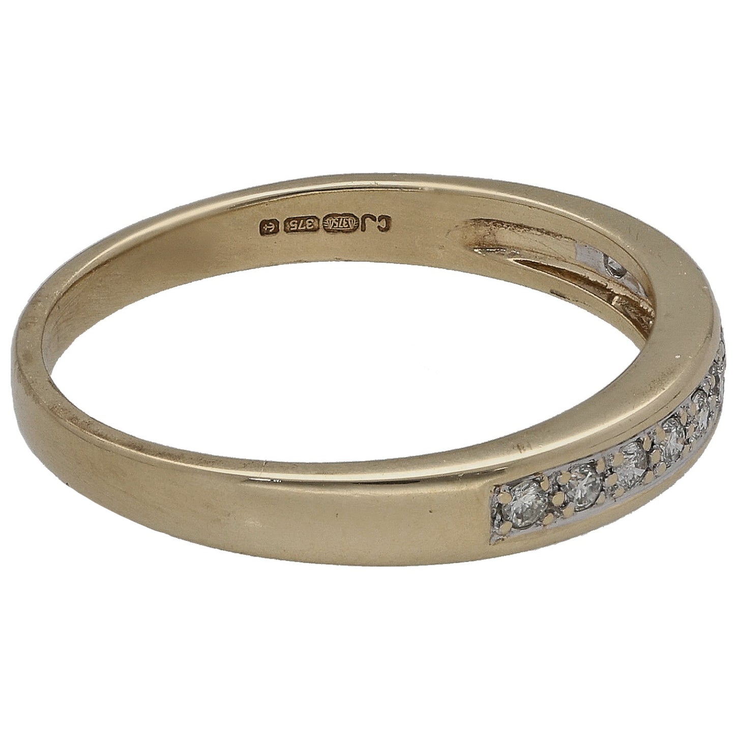 9ct Gold 0.11ct Diamond Half Eternity Ring Size M