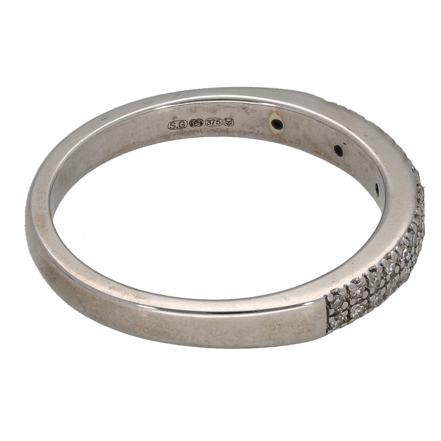 9ct White Gold 0.10ct Diamond Half Eternity Ring Size M