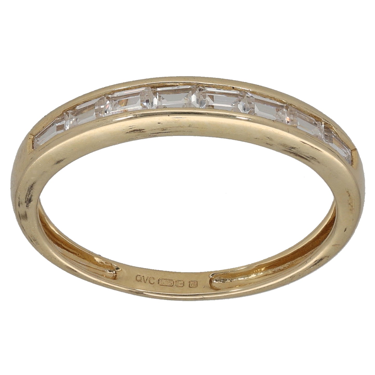 14ct Gold Cubic Zirconia Half Eternity Ring Size R