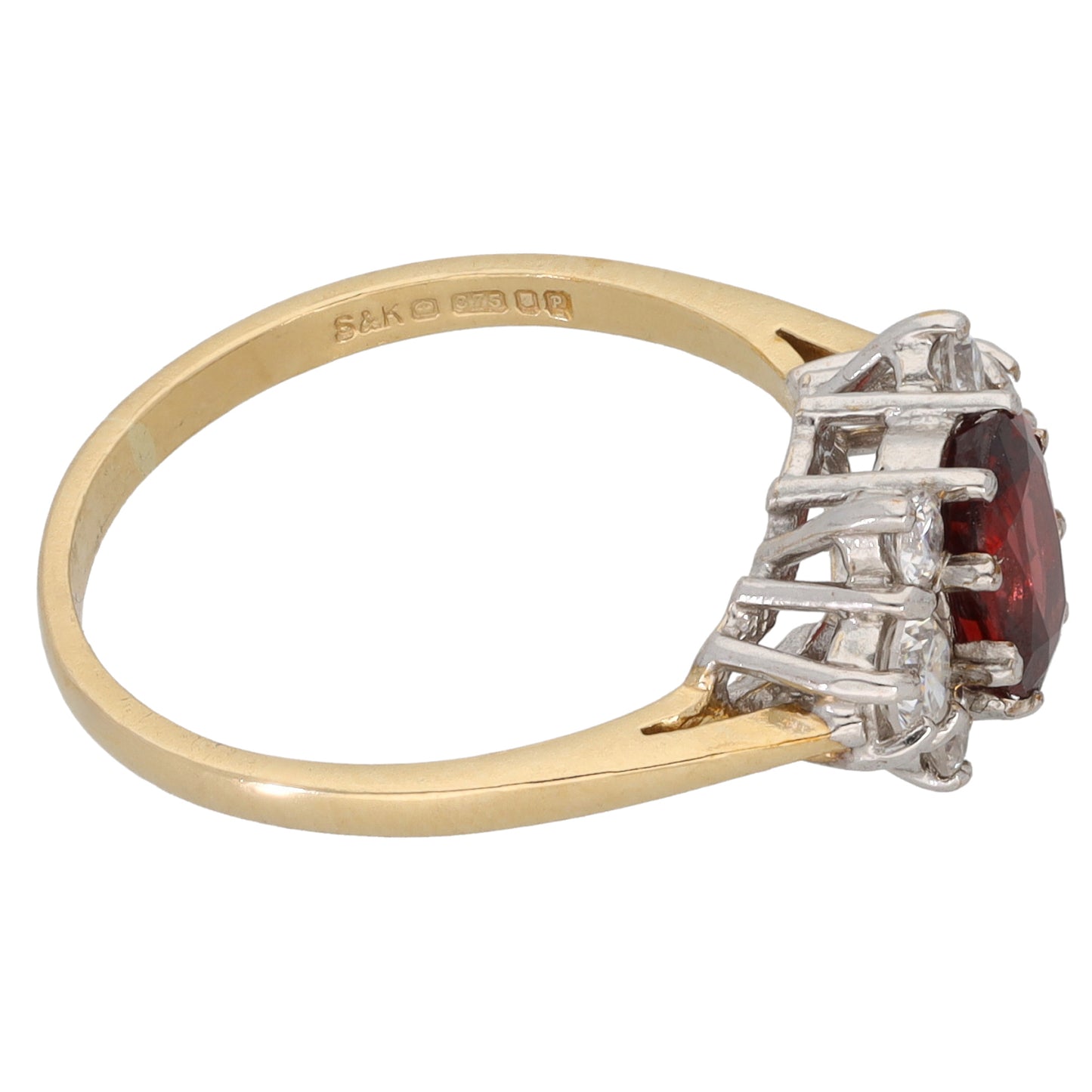 9ct Gold Garnet & Cubic Zirconia Dress/Cocktail Ring Size N